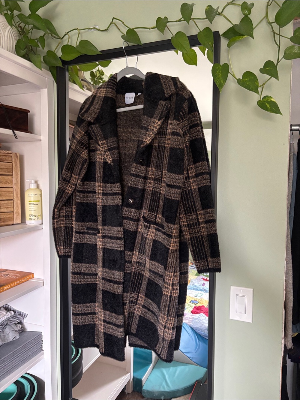 Cyrus Plaid Coat in Black and Brown